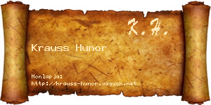 Krauss Hunor névjegykártya